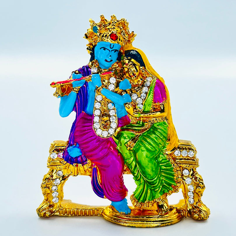Radha Krishna Car Dashboard Idol (Double Sided Tape Included) | Hindu God Statue Murti | Gift for Home/Office on Janmashtami & Radha Ashtami