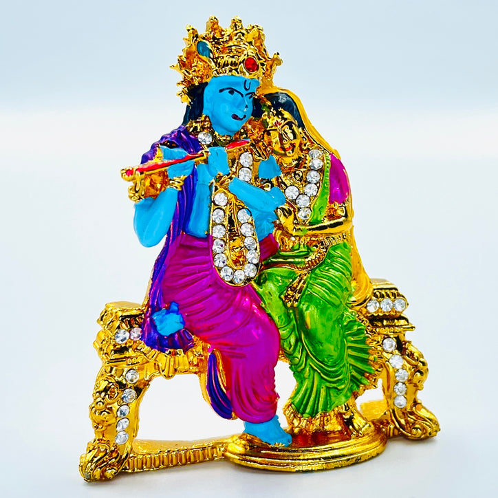 Radha Krishna Car Dashboard Idol (Double Sided Tape Included) | Hindu God Statue Murti | Gift for Home/Office on Janmashtami & Radha Ashtami