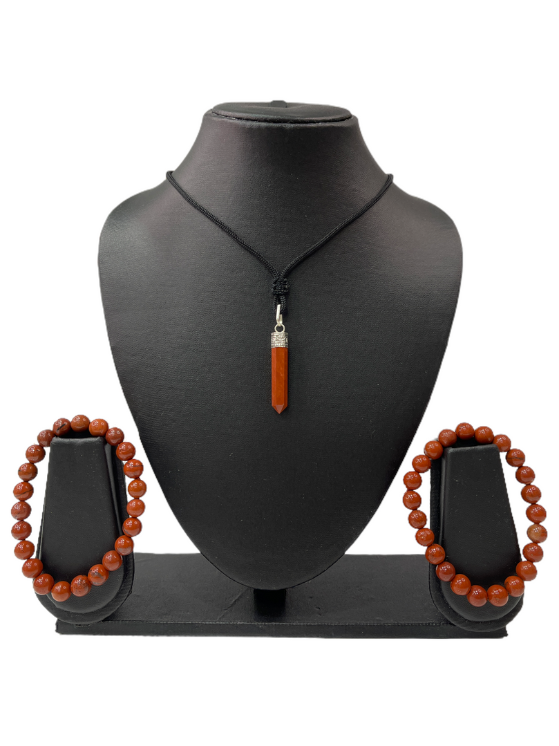 Geniune Natural Semi-Precious Red Jasper Bracelet