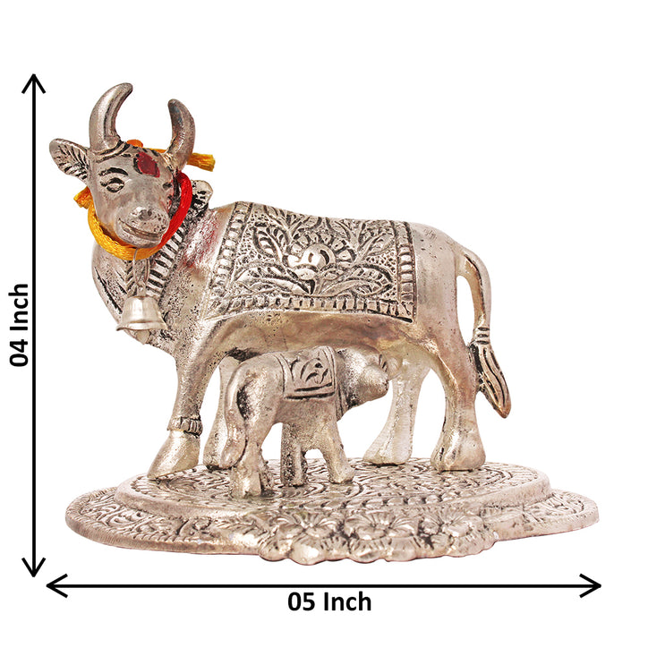 SILVER KAAMDHENU COW IDOL