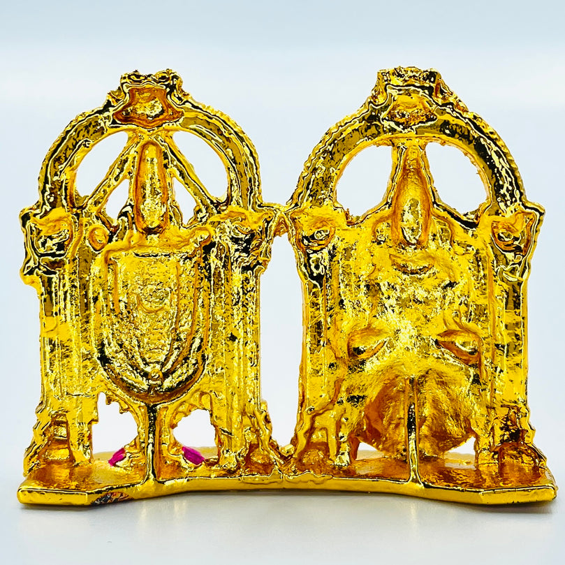 Lord Tirupati Balaji/Venkateswara & Lakshmi Ma Car Dashboard Idol (Double Sided Tape Included) | Hindu God Statue Murti | Gift on Diwali & SatyaNarayana Pooja