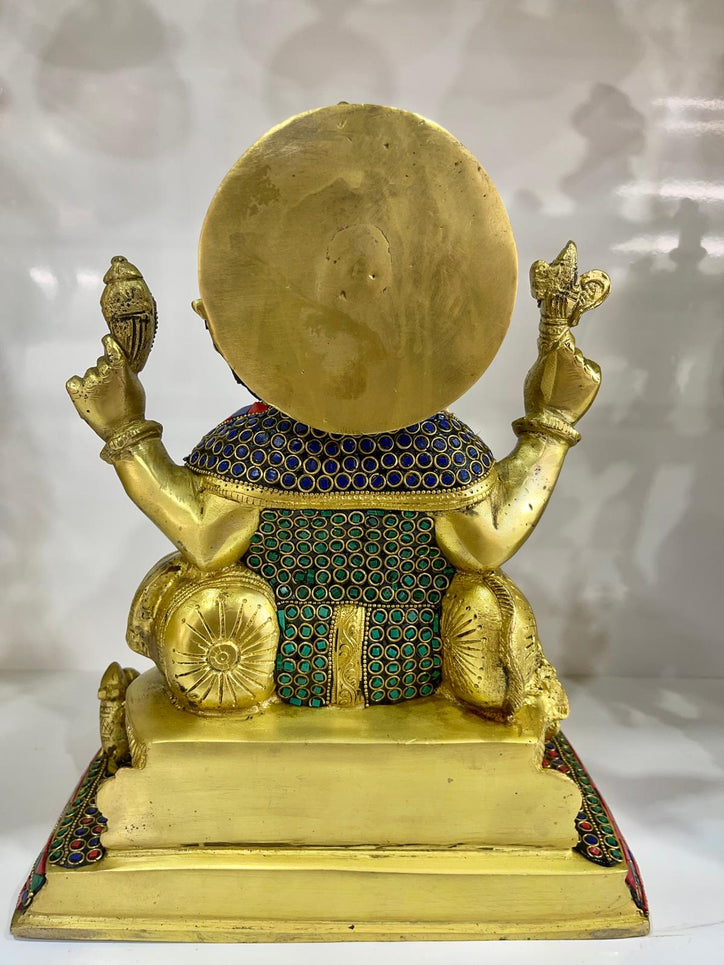 Brass Ganesh Ji with Stonework