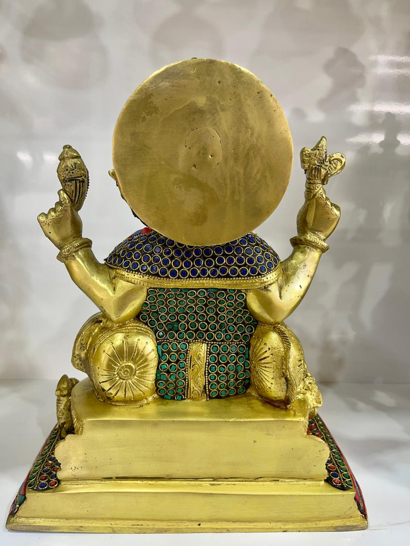Brass Ganesh Ji with Stonework