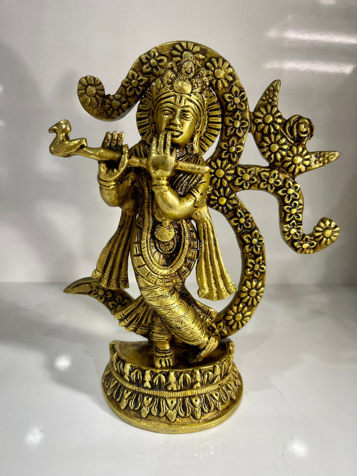 Brass Krishna with Om