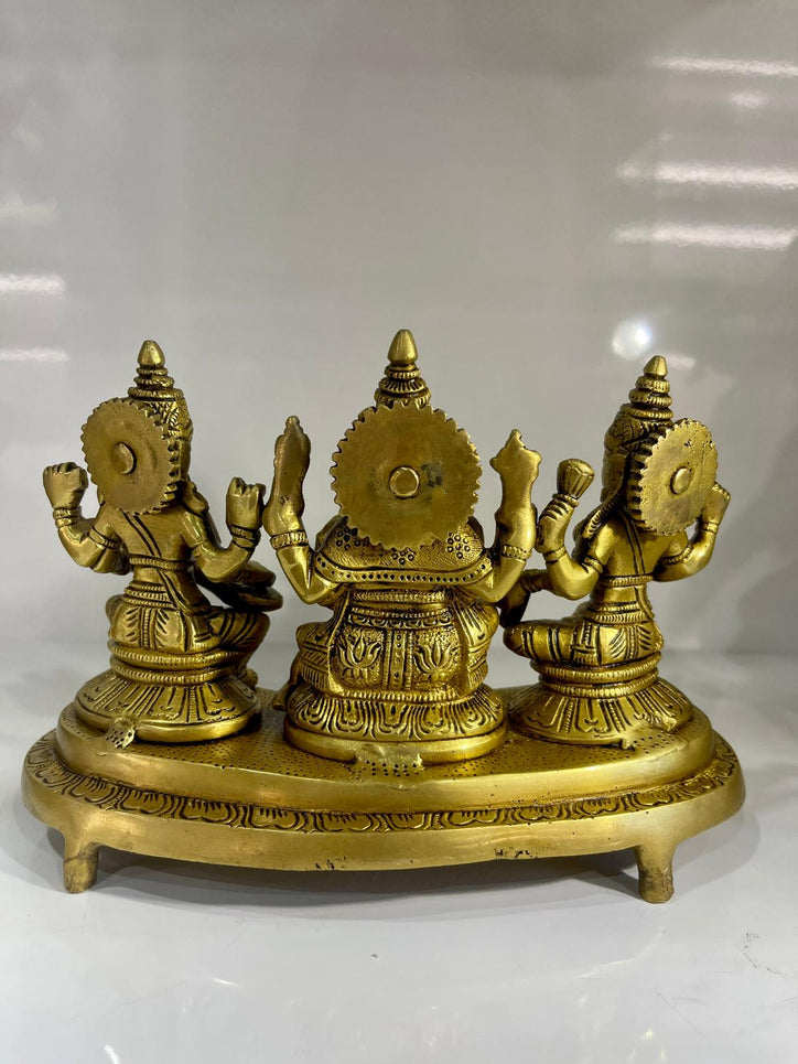 Brass Ganesh Ji, Lakshmi Ma & Saraswati Ma