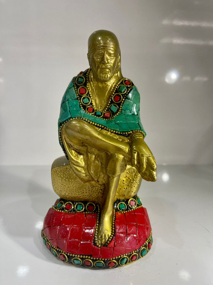 Brass Sai Baba with Stonework