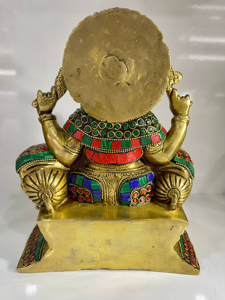 Brass Ganesh Ji with Stonework