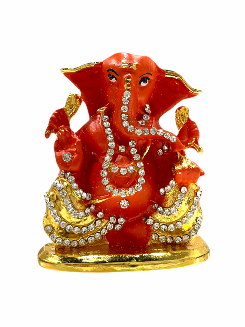 Colourful Crystal Studded Sri Ganesh Ji Car Idol ( Double Sided Tape Included)