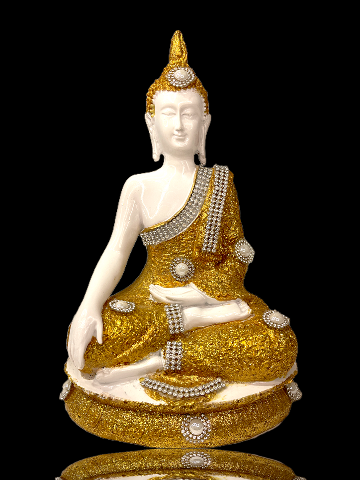 Gold Crystal & Peral Studded Buddha Meditating