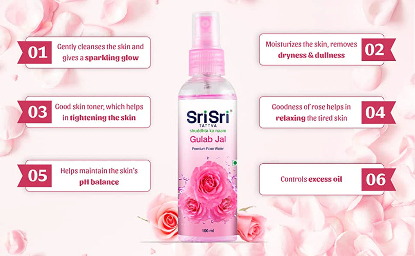 Gulab Jal - Premium Rose Water, 100ml - Sri Sri Tattva
