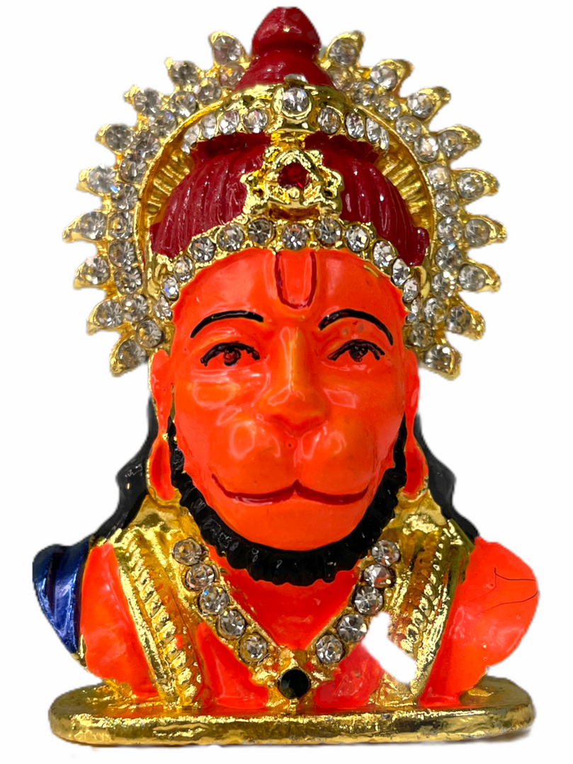 Gold & Crystal Studded Hanuman Ji Car Idol (Double Sided Tape Included)