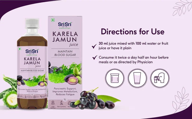 Karela Jamun Juice - Food Supplement, 500ml - Sri Sri Tattva