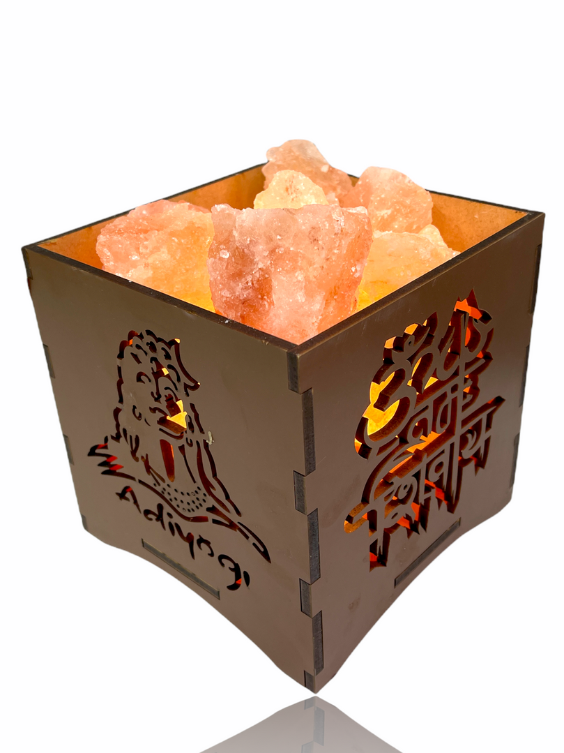 Adiyogi Shiva Natural Himalayan Pink Rock Salt Lamp | (6” x 6” x 6”) | Spiritual Gift for Shivratri, Christmas, and Birthdays | Boost Mood, Improve Sleep, Breathe Better, Calm Allergies | Shiv Ji Night Light | Handcrafted Wood Frame, 2.0kg Salt