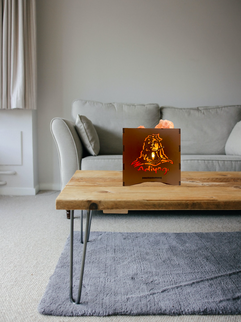 Adiyogi Shiva Natural Himalayan Pink Rock Salt Lamp | (6” x 6” x 6”) | Spiritual Gift for Shivratri, Christmas, and Birthdays | Boost Mood, Improve Sleep, Breathe Better, Calm Allergies | Shiv Ji Night Light | Handcrafted Wood Frame, 2.0kg Salt