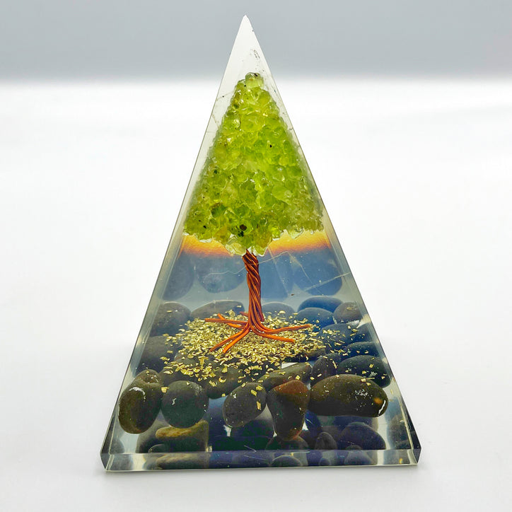 Tree Of Life Orgone Pyramid With Spiritual Stones