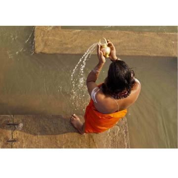 Submerging Ashes In Ganga River