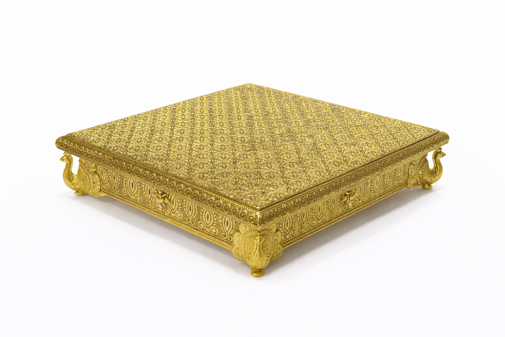 Decorative Bajot (Puja Chowki) – 6"x 6" | 400g | Premium Mandir & Ritual Platform