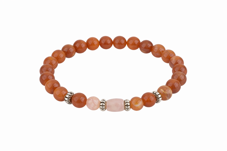 Aries Rashi Bracelet (Carnelian 8mm) | Mesh Rashi Stone Bracelet for Confidence, Energy & Success