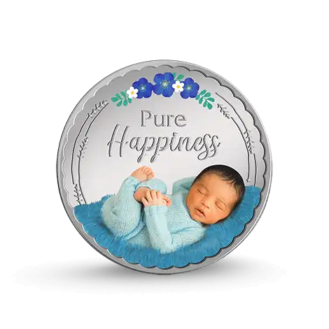 GIFT FOR NEWBORN BABY (999.9) 20 GM SILVER COIN (BLUE)