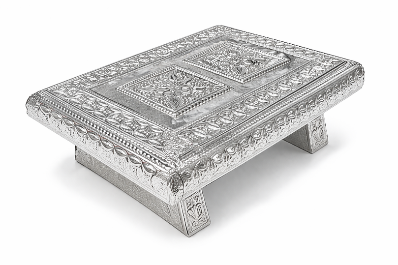 Decorative Bajot (Puja Chowki) – 4"x 6" | 240g | Premium Mandir & Ritual Platform
