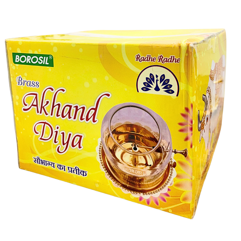 Akhand Joyt Brass Diya With Wick Lifting Screw Lever for Long Lasting Flame (Wick Included)