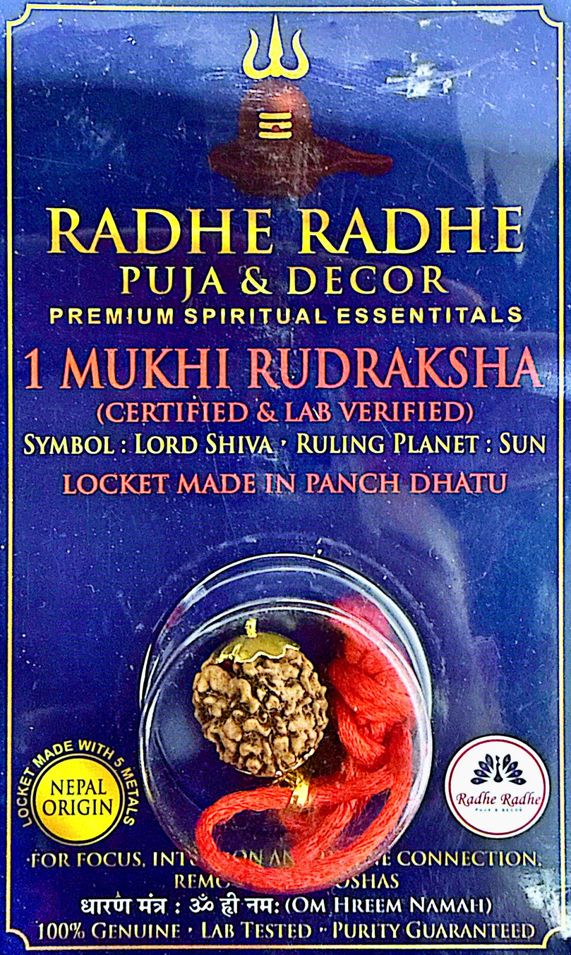 1 Mukhi Rudraksha Pendant (Nepal Origin, Lab Certified) – Shri Shiv Ji Rudraksha Mala in Panch Dhatu | For Focus, Prosperity & Spiritual Growth