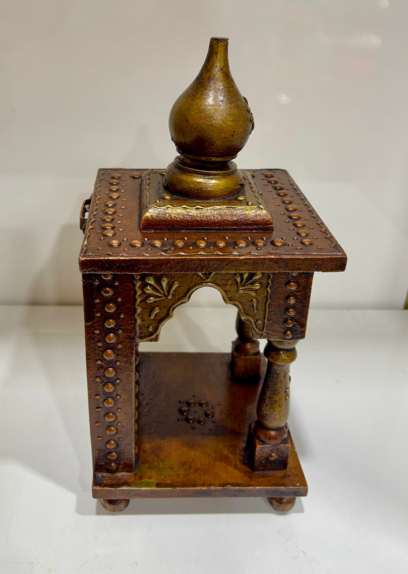 4”x4”x10” Brown Wooden Mandir with Minimalist Design and Wall-Mount Hook