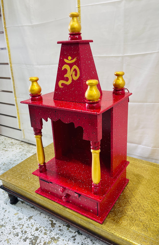 12 x 10 x 21" Red & Gold Temple Mandir Without Doors