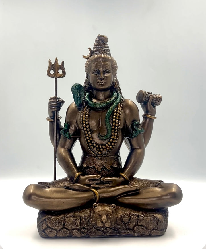 Bronze Shiv Ji Meditating Idol 6"