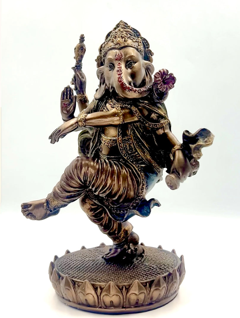 Bronze Dancing Ganesha Idol 8"