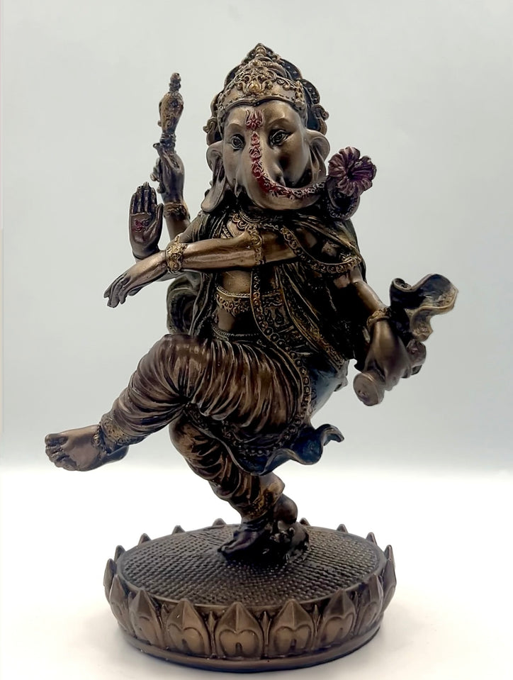 Bronze Dancing Ganesh Idol 8"