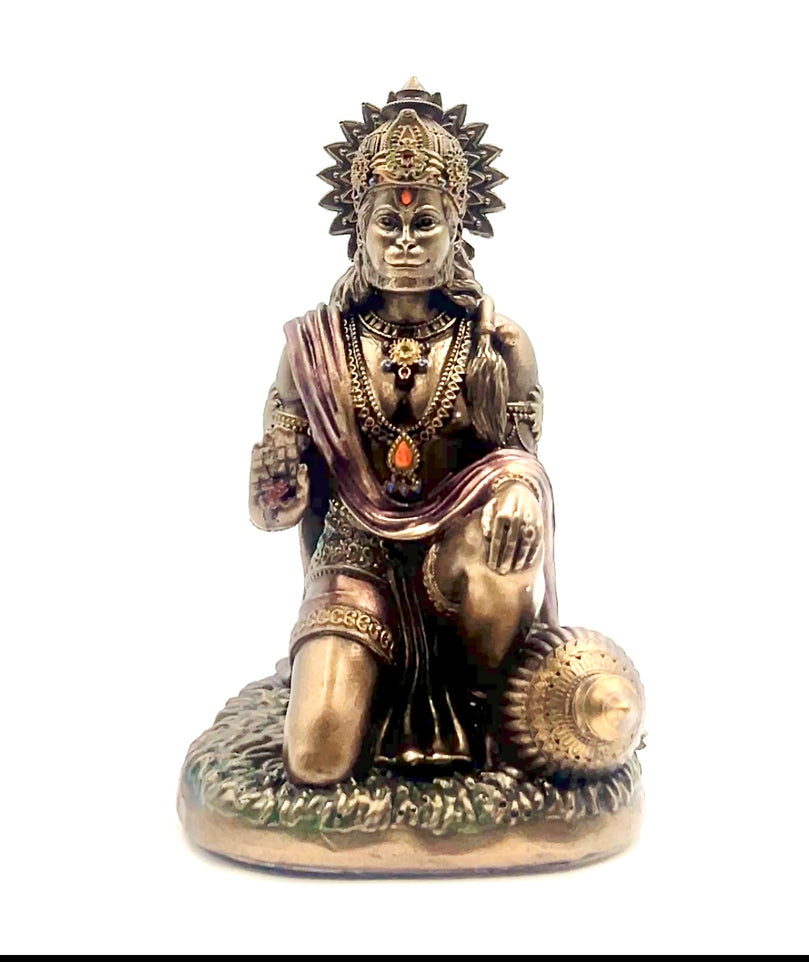 Bronze Hanuman Ji on Knee Idol 5"