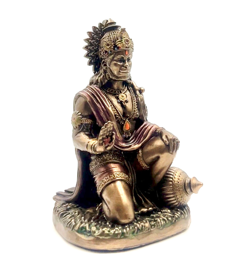 Bronze Hanuman Ji on Knee Idol 5"