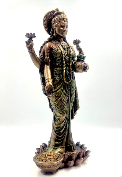 Bronze-Finish Resin Lakshmi Ma Idol 10"