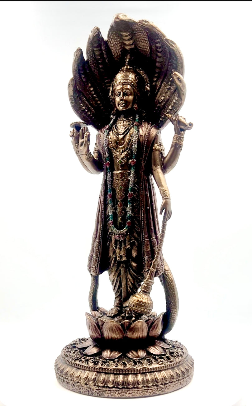 Bronze Lord Vishnu Idol 12.5"