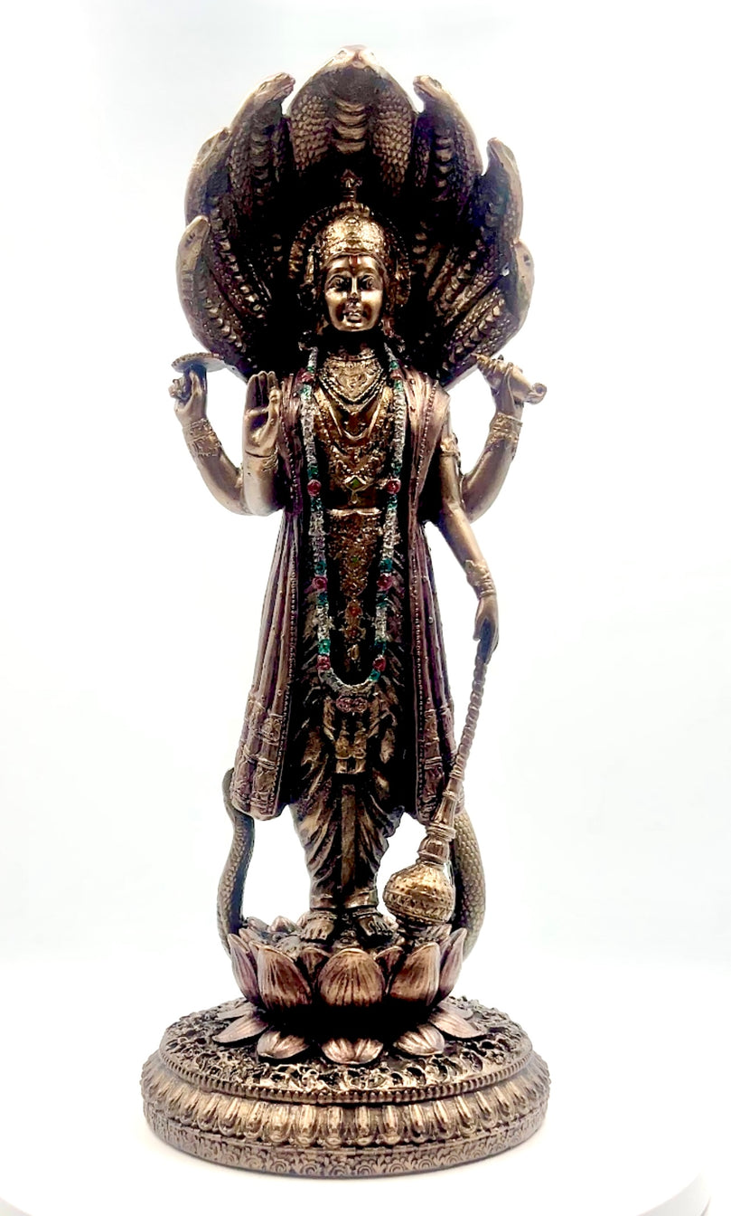 Bronze Lord Vishnu Idol 12.5"