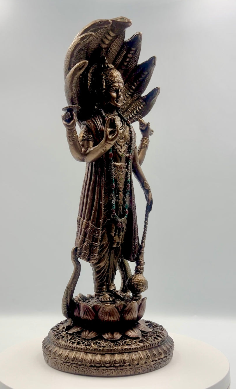 Bronze Lord Vishnu Idol 12.5"