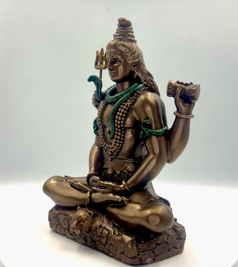 Bronze Shiv Ji Meditating Idol 6"