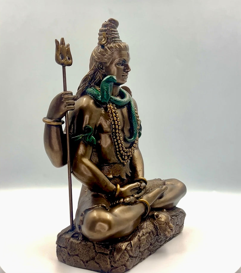Bronze Lord Shiva Meditating Idol 6"