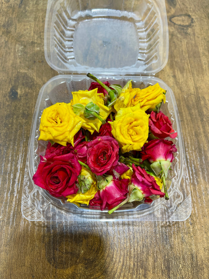 Button Rose (Gulab) - Fresh Flowers - For 1 Box (Red/Yellow Mix)