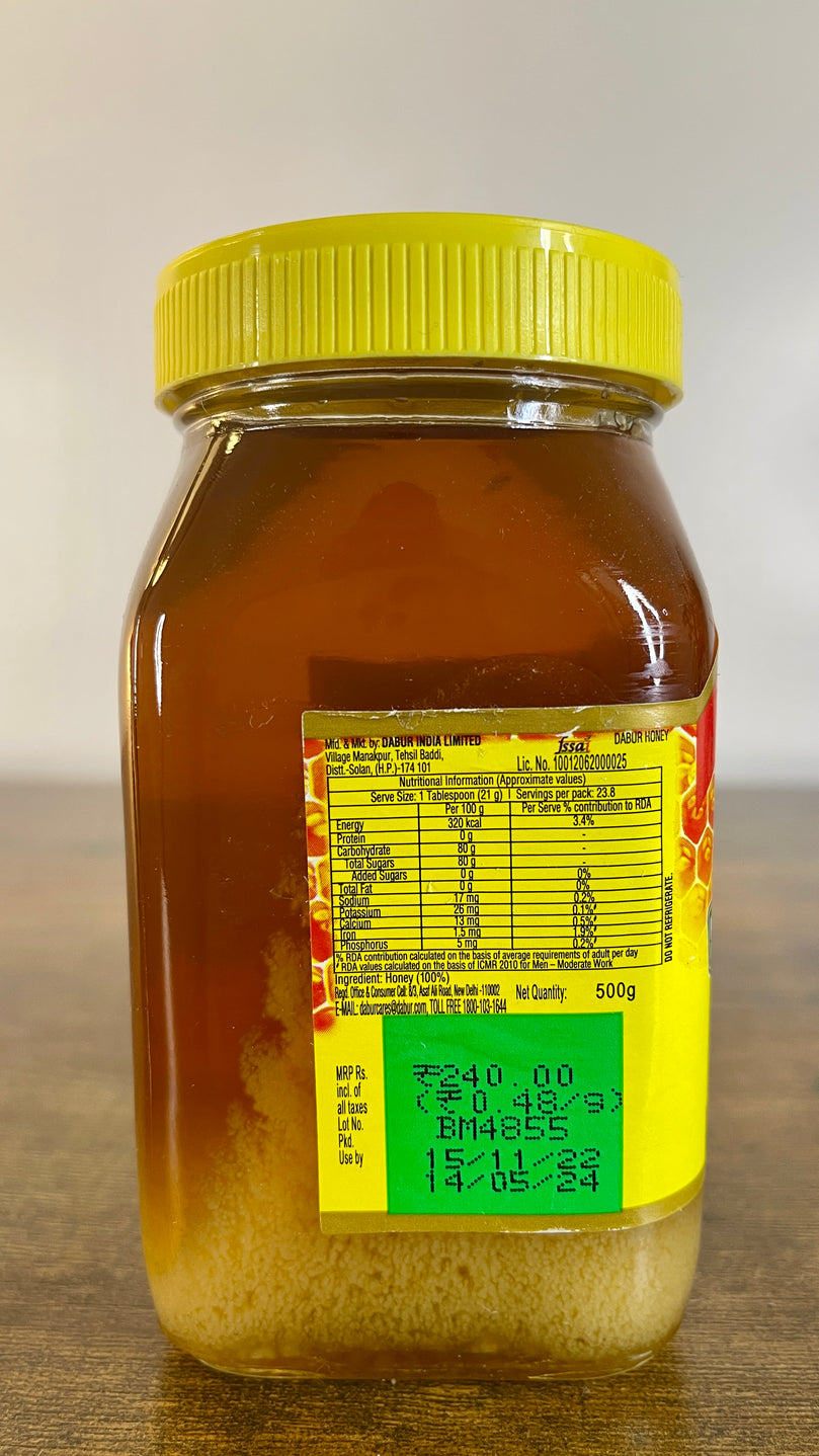 Dabur Honey - 100% Purity Guaranteed - No Sugar Adulteration  - 500g