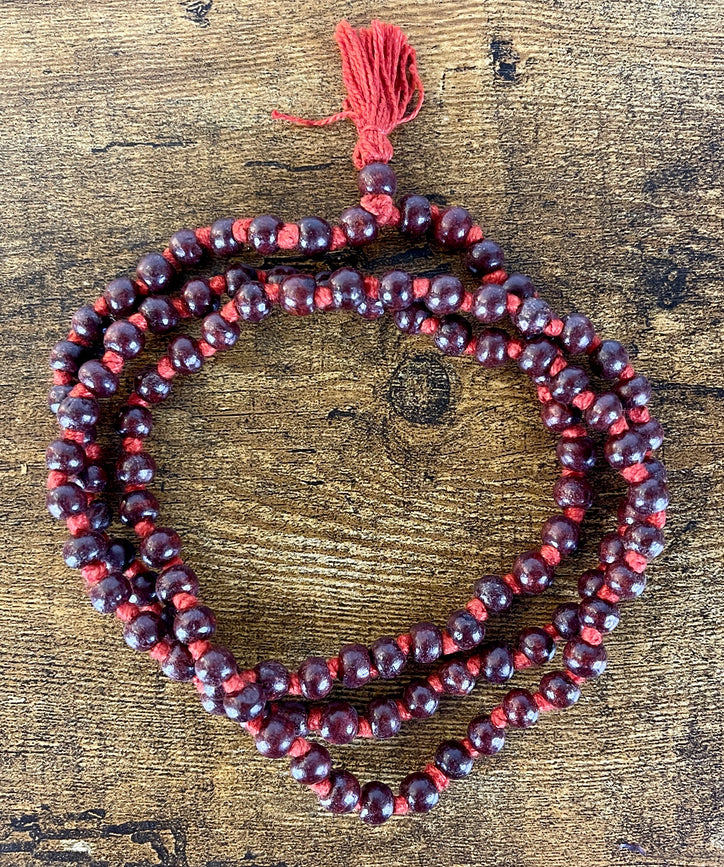 Red Chandan Mala - 108 Beads - 17" long (per side)