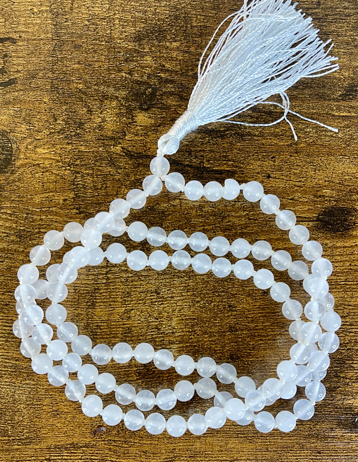 Clear Quartz Mala - 108 Beads - 14" long (per side)