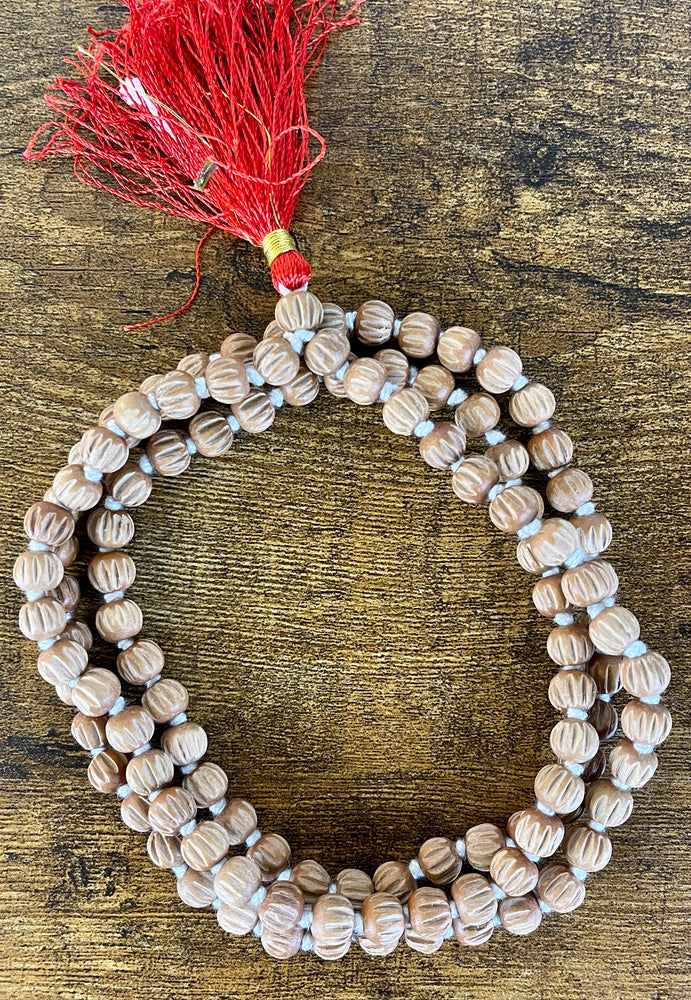 White Chandan (Sandalwood) Mala - 8" long (per side)