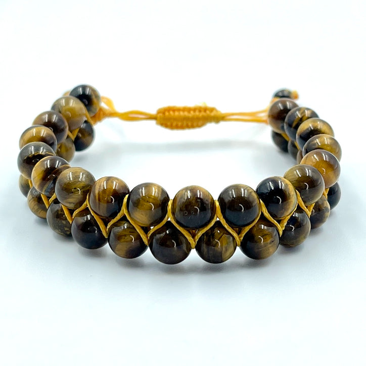 Genuine Tiger Eye Gemstone Double Layer Bracelet