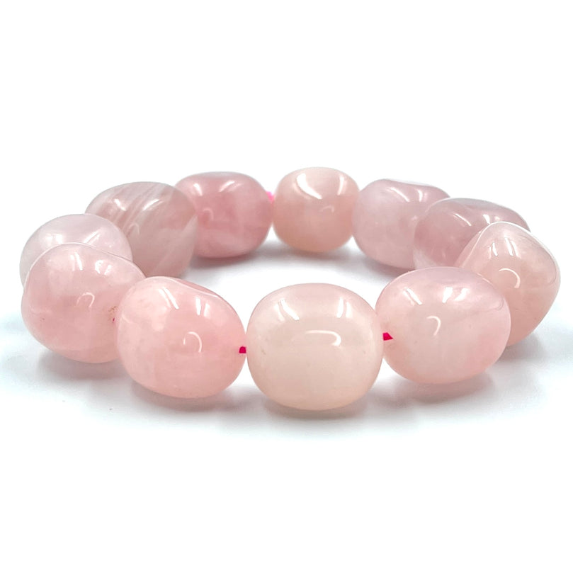 Large Beaded Rose Quartz Gemstone Bracelet (12mm beads)