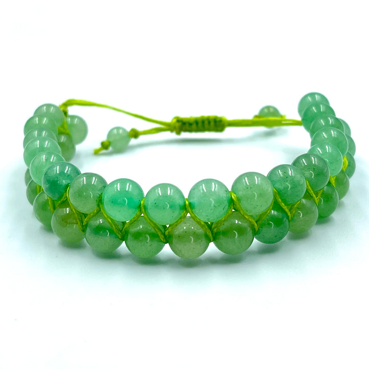 Genuine Green Aventurine Gemstone Double Layer Bracelet