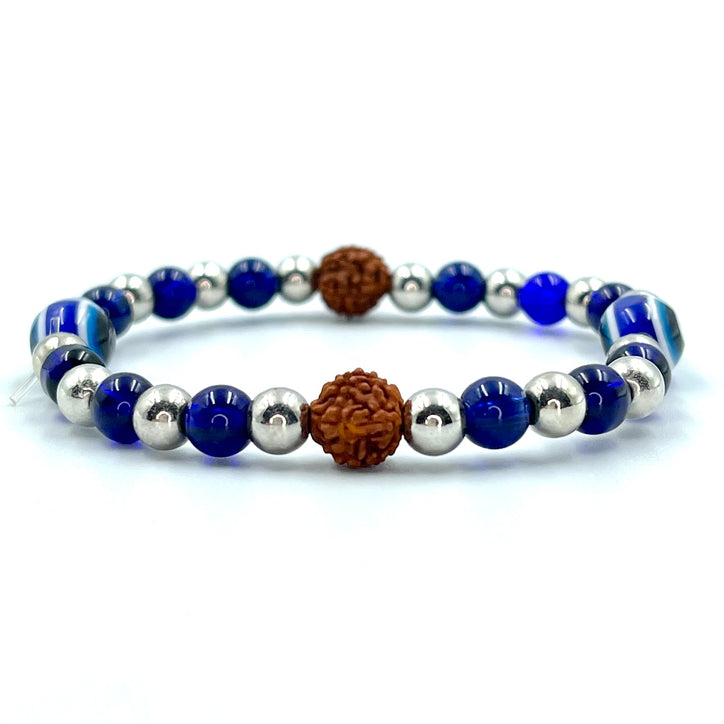 Evil Eye & Natural Rudraksha Bracelet