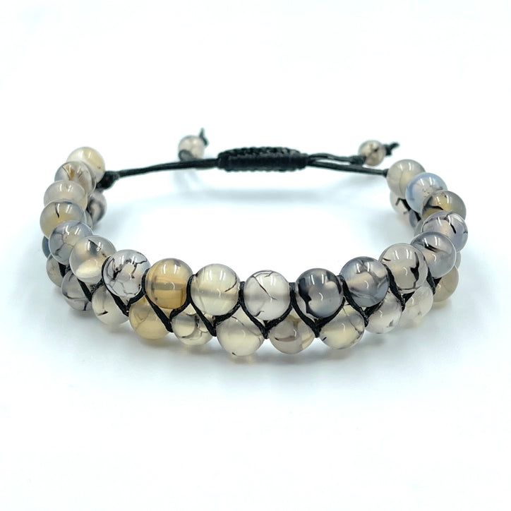 Genuine Grey Labradorite Gemstone Double Layer Bracelet