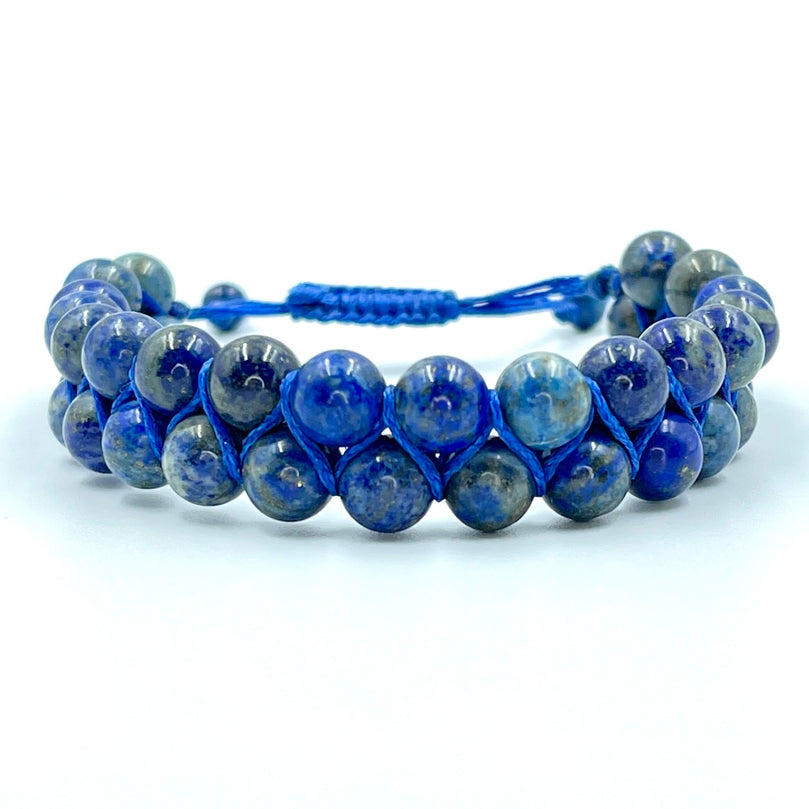 Genuine Lapis Lazuli Gemstone Double Layer Bracelet